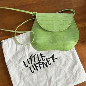 Little Lifner Pebble Mini Bag in Chartreuse Croc